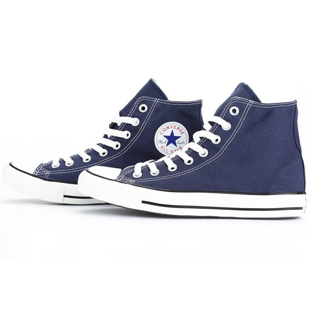 Navy blue high top converse sneakers